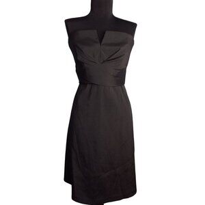 White House Black Market Size 6 Dress Strapless Black Polyester Blend Lined
